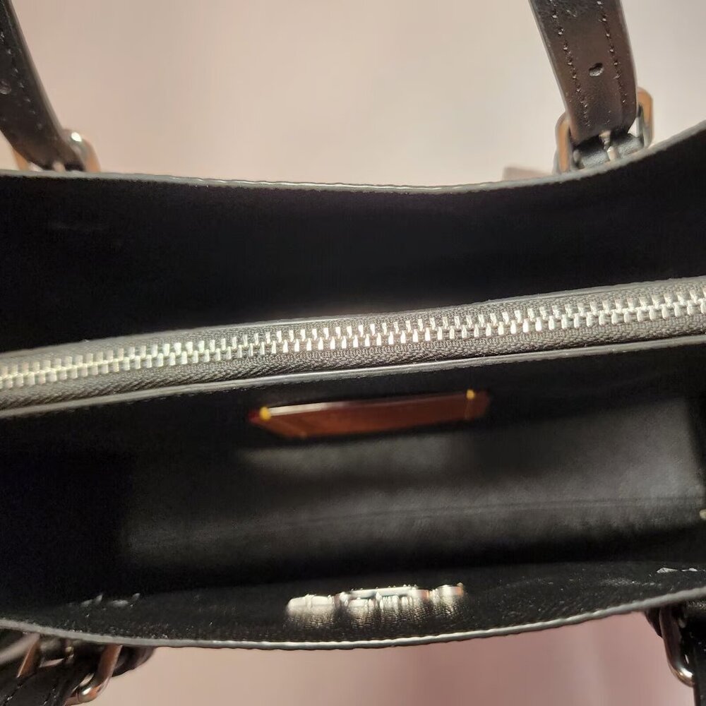 Coach Brown Signature Floral Print Tote with Black Trim - Picture 6 of 7